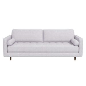 Anthony Mid-Century Modern Light Grey Pillow Back Fabric Sofa