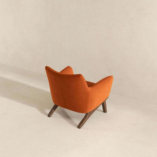 Brayden Mid Century Modern Burnt Orange Velvet Armchair