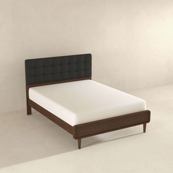 Bryce Mid-Century Modern Dark Grey Fabric Upholstered Platform Bed