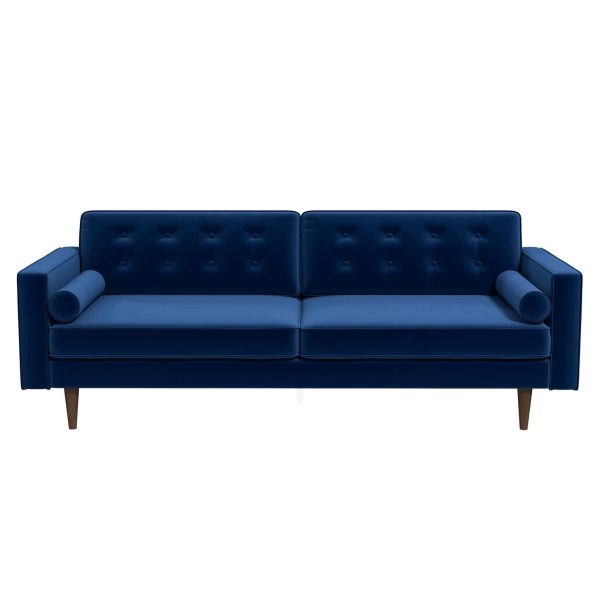 Casey Mid Century Modern Blue Velvet Sofa