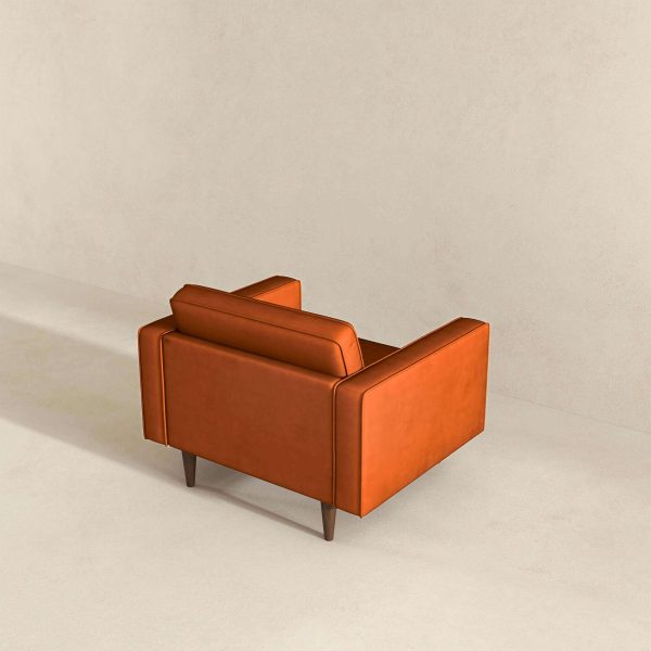 Casey Mid-Century Modern Burnt Orange Velvet Lounge Chair