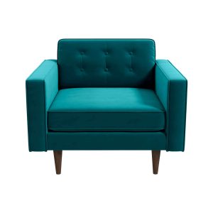 Casey Mid-Century Modern Teal Velvet Lounge Chair