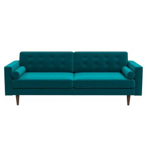 Casey Mid Century Modern Teal Velvet Sofa