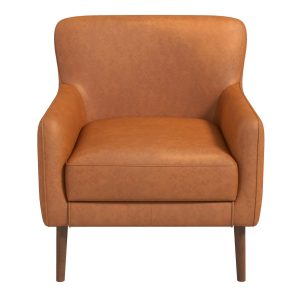 Claire Mid-Century Modern Genuine Leather Lounge Chair in Tan