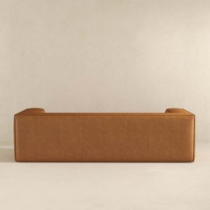 Colton Mid-Century Modern Tan Leather Sofa