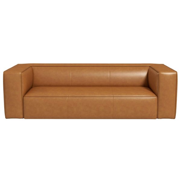 Colton Mid-Century Modern Tan Leather Sofa