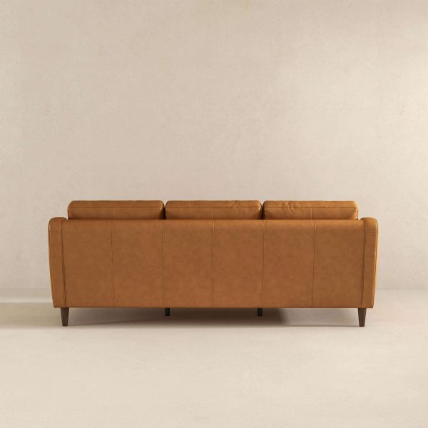 Cooper Mid Century Modern Tan Leather Sofa