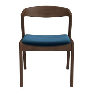 Dakota Mid-Century Modern Solid Wood Blue Velvet Dining Chair (Set of 2)