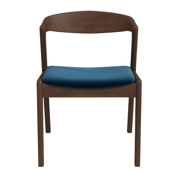 Dakota Mid-Century Modern Solid Wood Blue Velvet Dining Chair (Set of 2)