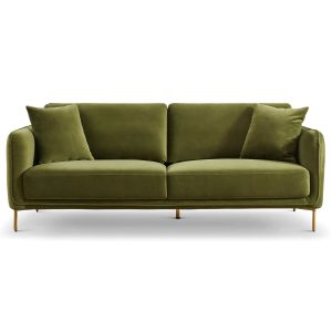 Dameron Mid Century Modern Olive Green Velvet Sofa