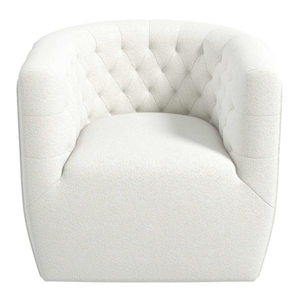 Delaney Mid-Century Modern Cream Boucle  Swivel Chair