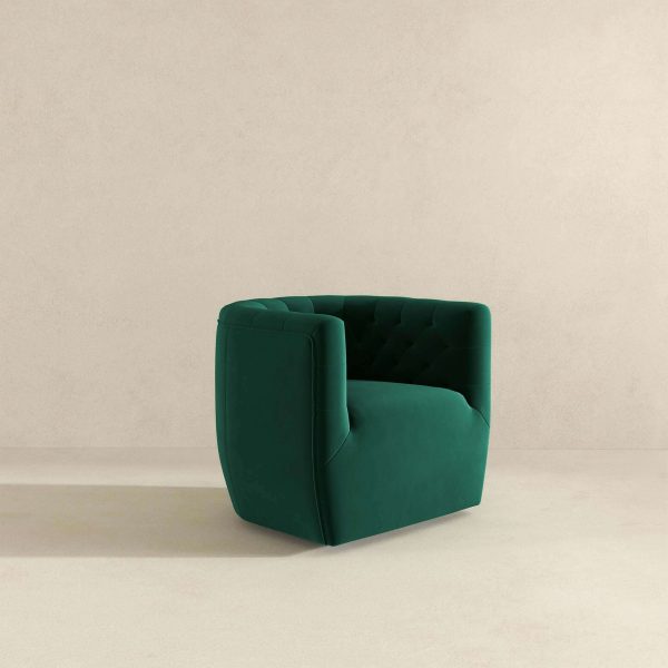 Delaney Mid-Century Modern Green Velvet  Swivel Chair