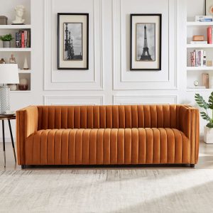 Dominic Channel Tufted Velvet Sofa