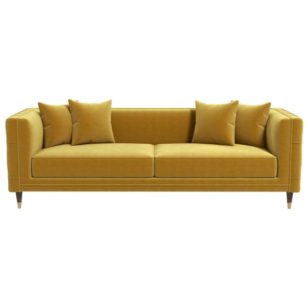 Edward Mid Century Modern Yellow Mustard Velvet Sofa