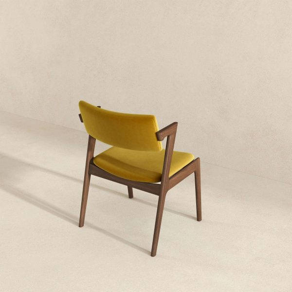 Edwin Mid Century Modern Dark Yellow Velvet Dining Chair  Set of 2