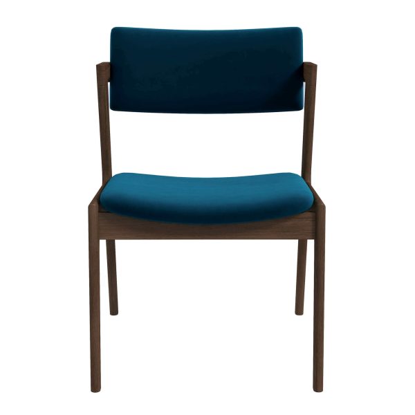 Edwin Mid Century Modern Teal Velvet Dining Chair  Set of 2