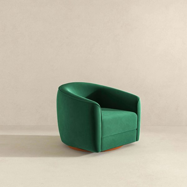 Elise Mid Century Modern Dark Green Velvet Swivel Chair