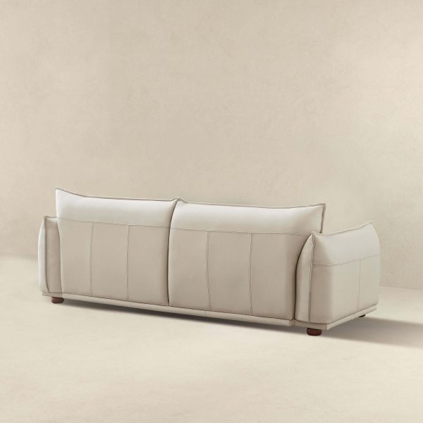 Emma Mid Century Modern Luxury Cream Leather Sofa