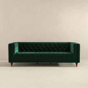 Evelyn Mid Century Modern Green Velvet Luxury Chesterfield Sofa