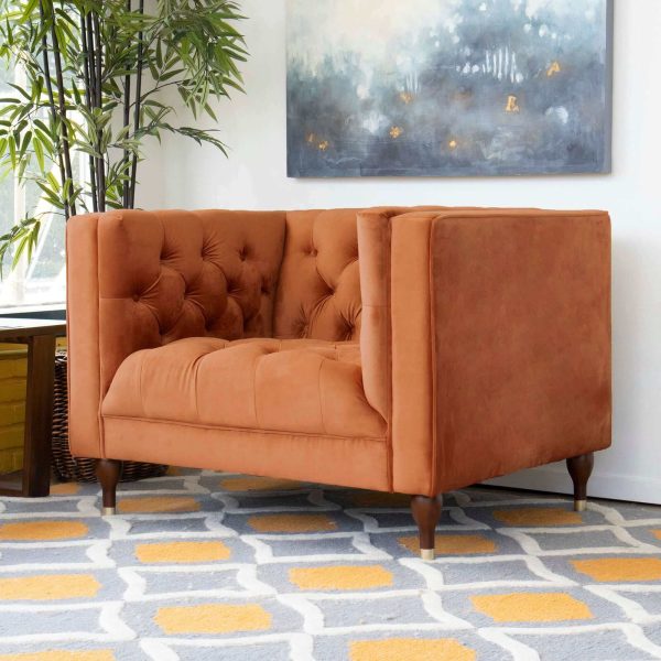 Evelyn Mid-Century Modern Tufted Back Velvet Lounge Chair