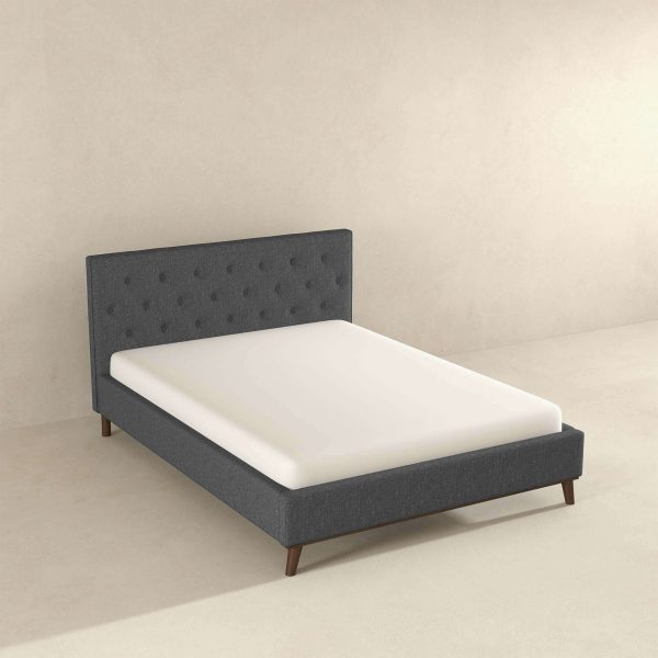 Graceville Mid-Century Modern Queen//King Dark Grey Fabric Platform Bed