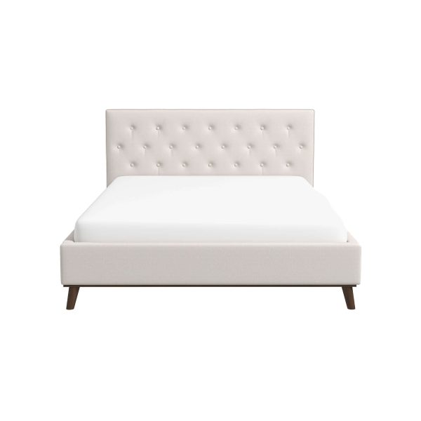 Graceville Mid-Century Modern Queen//King Light Beige Fabric Platform Bed