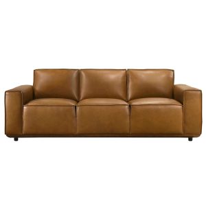 Hanky Mid-Century Modern Geniune  Tan Leather Sofa