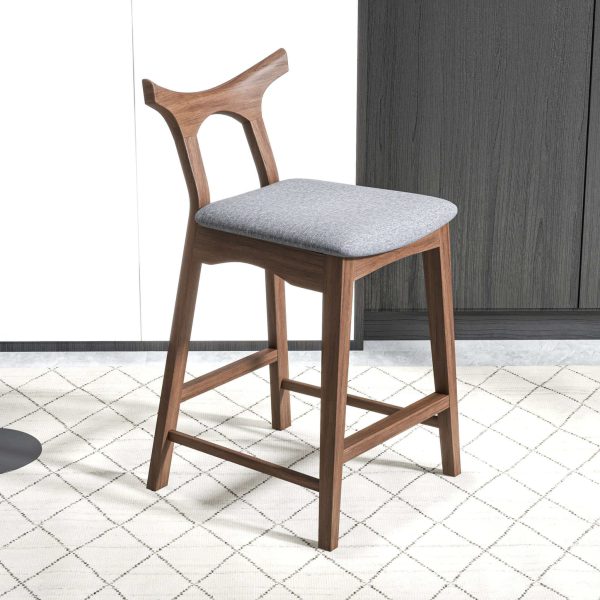 Hester Solid Wood Upholstered Square Bar Chair (Set of 2)