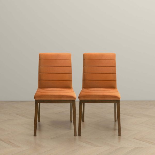 Ines Burnt Orange Velvet Dining Chair (Set of 2)