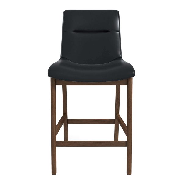 Jayden Mid-Century Modern 24" Black PU Leather Stool (Set of 2)