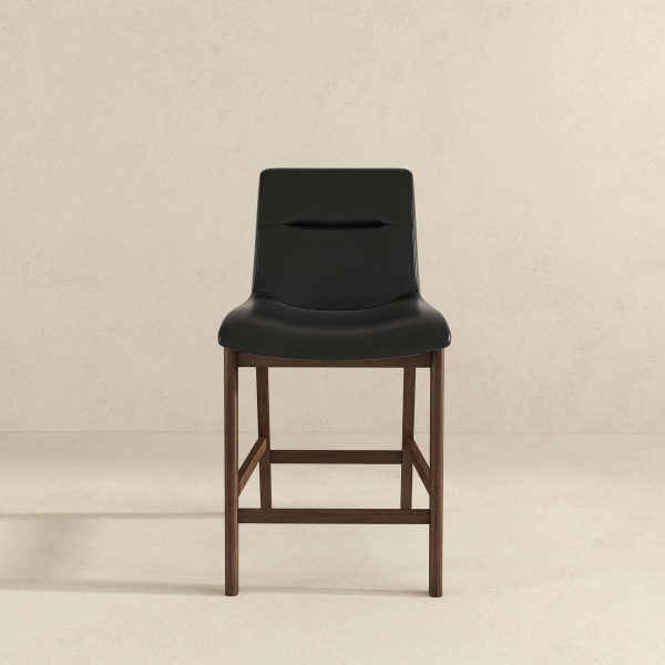 Jayden Mid-Century Modern 24" Black PU Leather Stool (Set of 2)