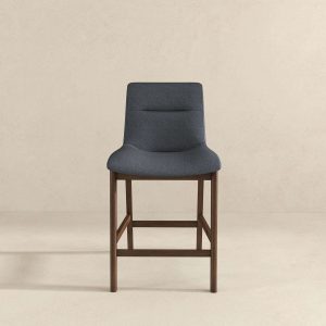 Jayden Mid-Century Modern 24" Dark Grey Fabric Stool (Set of 2)