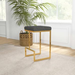 Joel Mid Century Modern Luxury Upholstered Stool