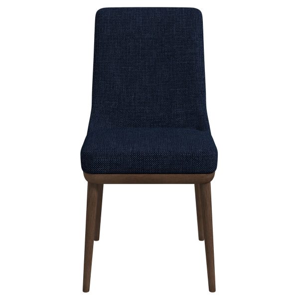 Kate Mid-Century Modern Dark Blue Fabric  Dining Chair (Set of 2)