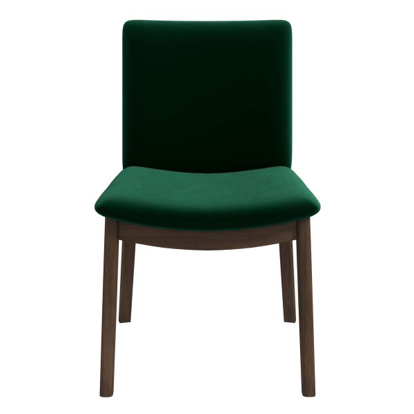 Kate Mid-Century Modern Green Velvet Solid Wood Dining Chair (Set of 2)