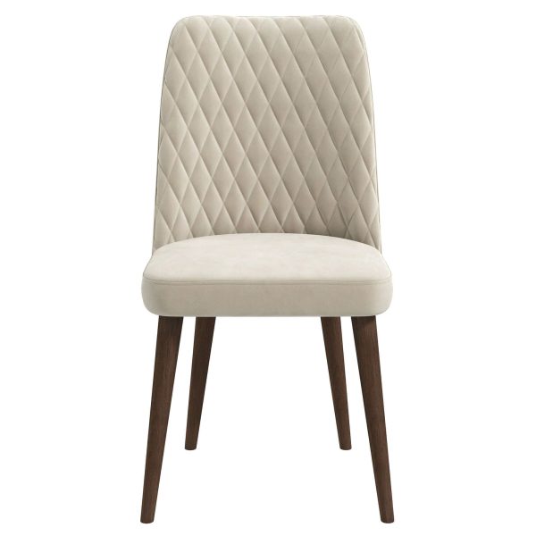 Katie Mid-Century Modern Beige Velvet Dining Chair (Set of 2)