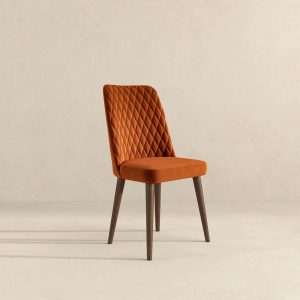 Katie Mid-Century Modern Burnt Orange Velvet Dining Chair (Set of 2)