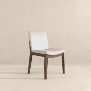 Laura Mid-Century Modern Beige Linen Solid Wood Dining Chair (Set of 2)