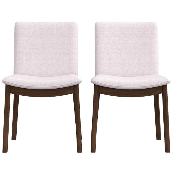 Laura Mid-Century Modern Beige Linen Solid Wood Dining Chair (Set of 2)