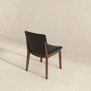 Laura Mid-Century Modern Black PU Solid Wood Dining Chair (Set of 2)