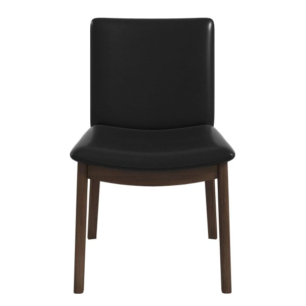 Laura Mid-Century Modern Black PU Solid Wood Dining Chair (Set of 2)