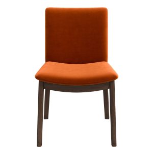 Laura Mid-Century Modern Burnt Orange Velvet Solid Wood Dining Chair (Set of 2)