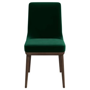 Laura Mid-Century Modern Green Velvet Solid Wood Dining Chair (Set of 2)