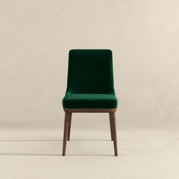 Laura Mid-Century Modern Green Velvet Solid Wood Dining Chair (Set of 2)