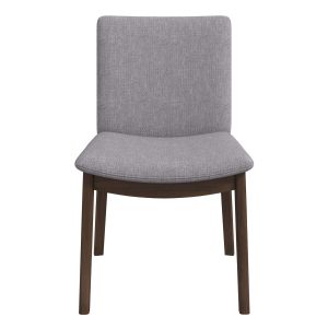 Laura Mid-Century Modern Light Grey Linen Solid Wood Dining Chair (Set of 2)