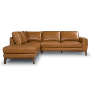 London Mid-Century Modern Leather Sectional Sofa