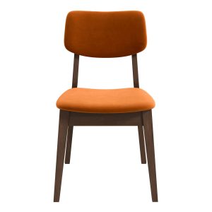 Mid-Century Modern Burnt Orange Velvet Solid Back Side Chair (Set of 2)