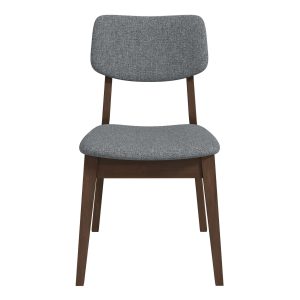 Mid-Century Modern Dark Grey Fabric Solid Back Side Chair (Set of 2)