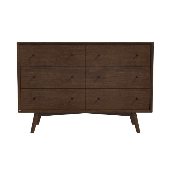 Mid Century Modern Walnut Dresser 6 Drawer