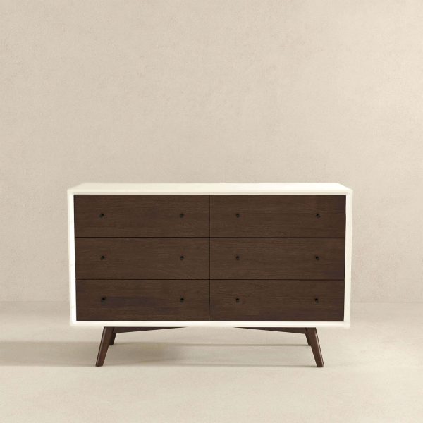 Mid Century Modern White Dresser 6 Drawer